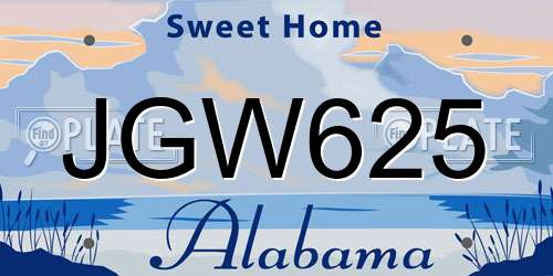 JGW625 Alabama License Plate