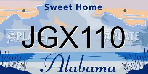 JGX110 Alabama License Plate