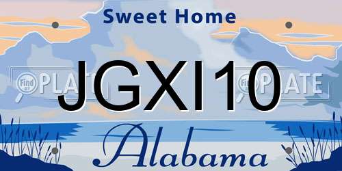 JGXI10 Alabama License Plate