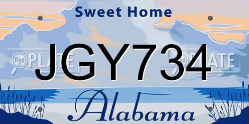 JGY734 Alabama License Plate