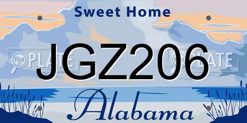 JGZ206 Alabama License Plate