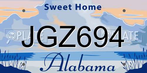 JGZ694 Alabama License Plate