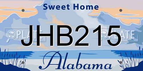 JHB215 Alabama License Plate