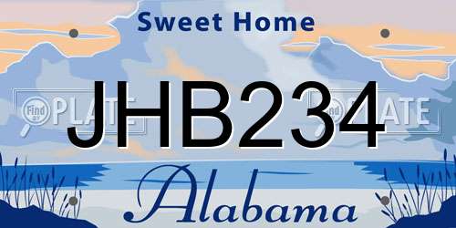 JHB234 Alabama License Plate