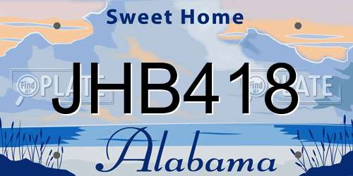 JHB418 Alabama License Plate