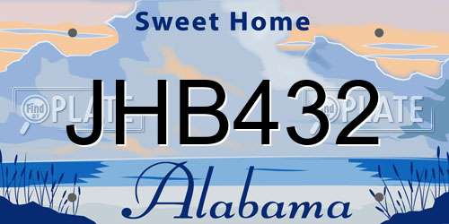 JHB432 Alabama License Plate