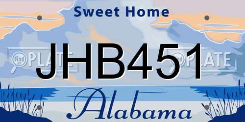 JHB451 Alabama License Plate