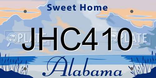 JHC410 Alabama License Plate