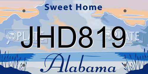 JHD819 Alabama License Plate