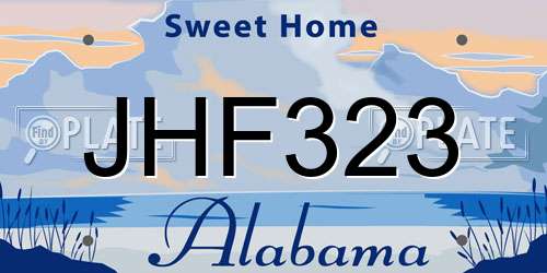 JHF323 Alabama License Plate