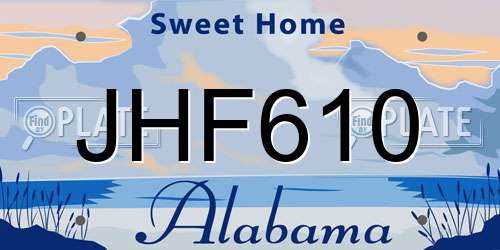 JHF610 Alabama License Plate