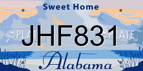 JHF831 Alabama License Plate