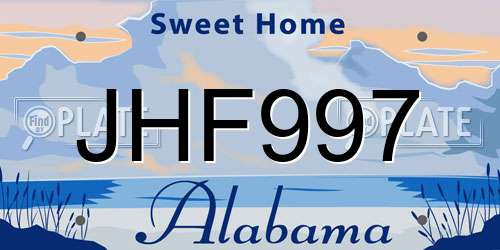 JHF997 Alabama License Plate