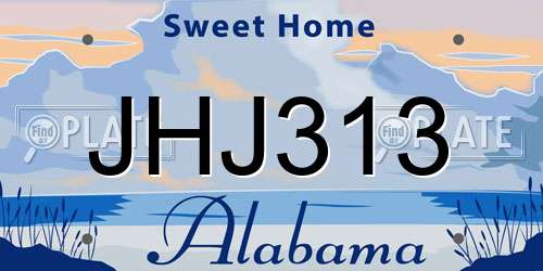 JHJ313 Alabama License Plate