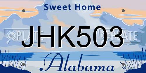 JHK503 Alabama License Plate