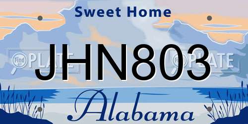 JHN803 Alabama License Plate