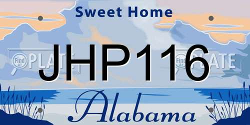 JHP116 Alabama License Plate