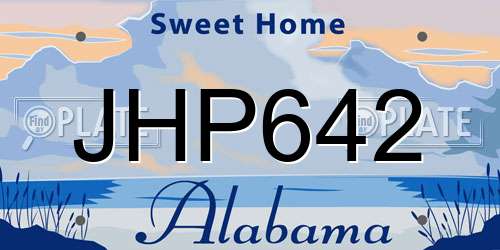 JHP642 Alabama License Plate