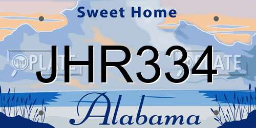 JHR334 Alabama License Plate