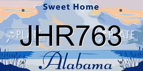 JHR763 Alabama License Plate