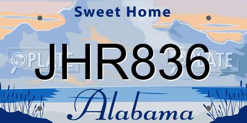 JHR836 Alabama License Plate