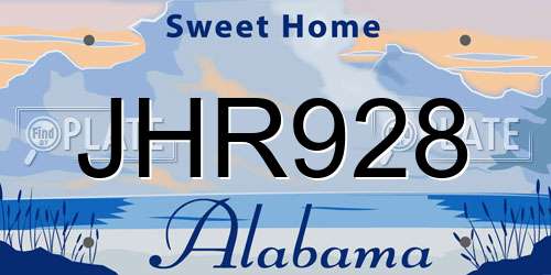 JHR928 Alabama License Plate