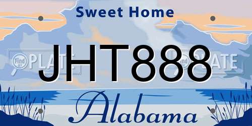 JHT888 Alabama License Plate