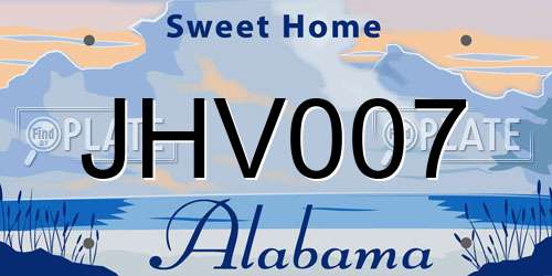 JHV007 Alabama License Plate