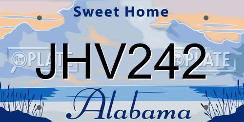JHV242 Alabama License Plate