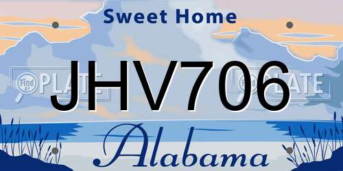JHV706 Alabama License Plate