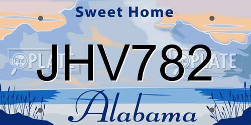 JHV782 Alabama License Plate