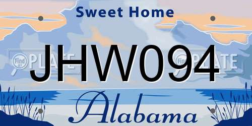 JHW094 Alabama License Plate