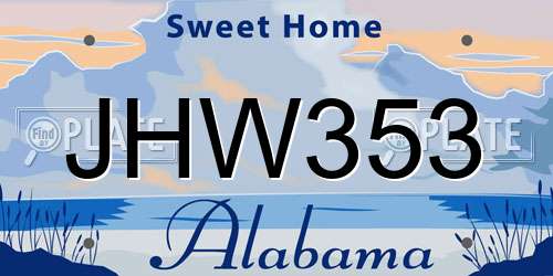 JHW353 Alabama License Plate
