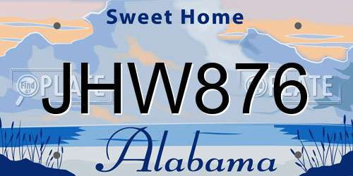 JHW876 Alabama License Plate