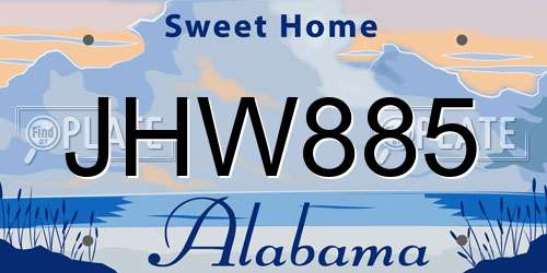 JHW885 Alabama License Plate