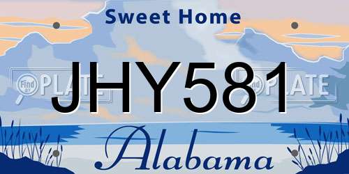 JHY581 Alabama License Plate