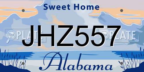 JHZ557 Alabama License Plate