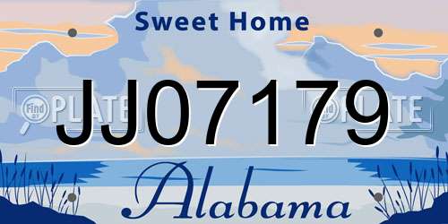 JJ07179 Alabama License Plate