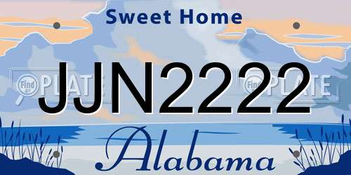 JJN2222 Alabama License Plate