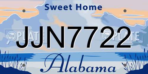 JJN7722 Alabama License Plate