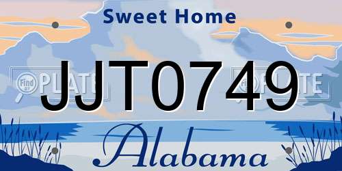 JJT0749 Alabama License Plate