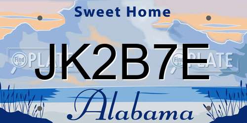 JK2B7E Alabama License Plate