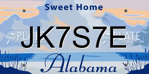JK7S7E Alabama License Plate