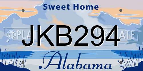 JKB294 Alabama License Plate