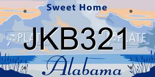 JKB321 Alabama License Plate