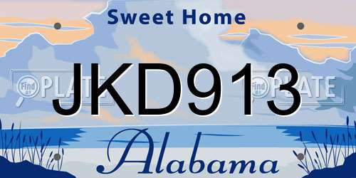 JKD913 Alabama License Plate