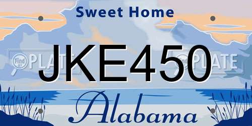 JKE450 Alabama License Plate