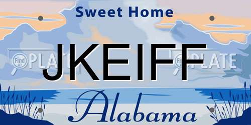 JKEIFF Alabama License Plate