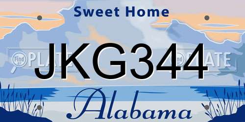 JKG344 Alabama License Plate