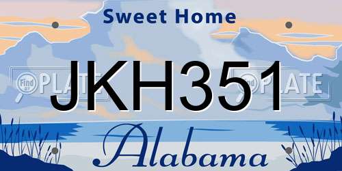 JKH351 Alabama License Plate